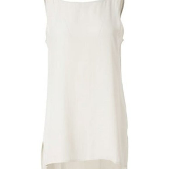 Eileen Fisher Silk Georgette Crepe Bateau Neck Sleeveless Tunic, Bone, SZ M, NWT - Picture 14 of 16